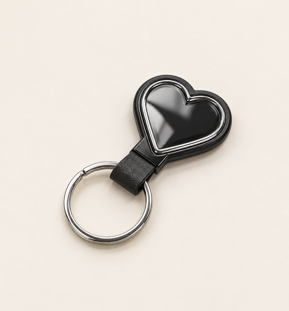 Rotating Heart Keychain - Black, alternate angle