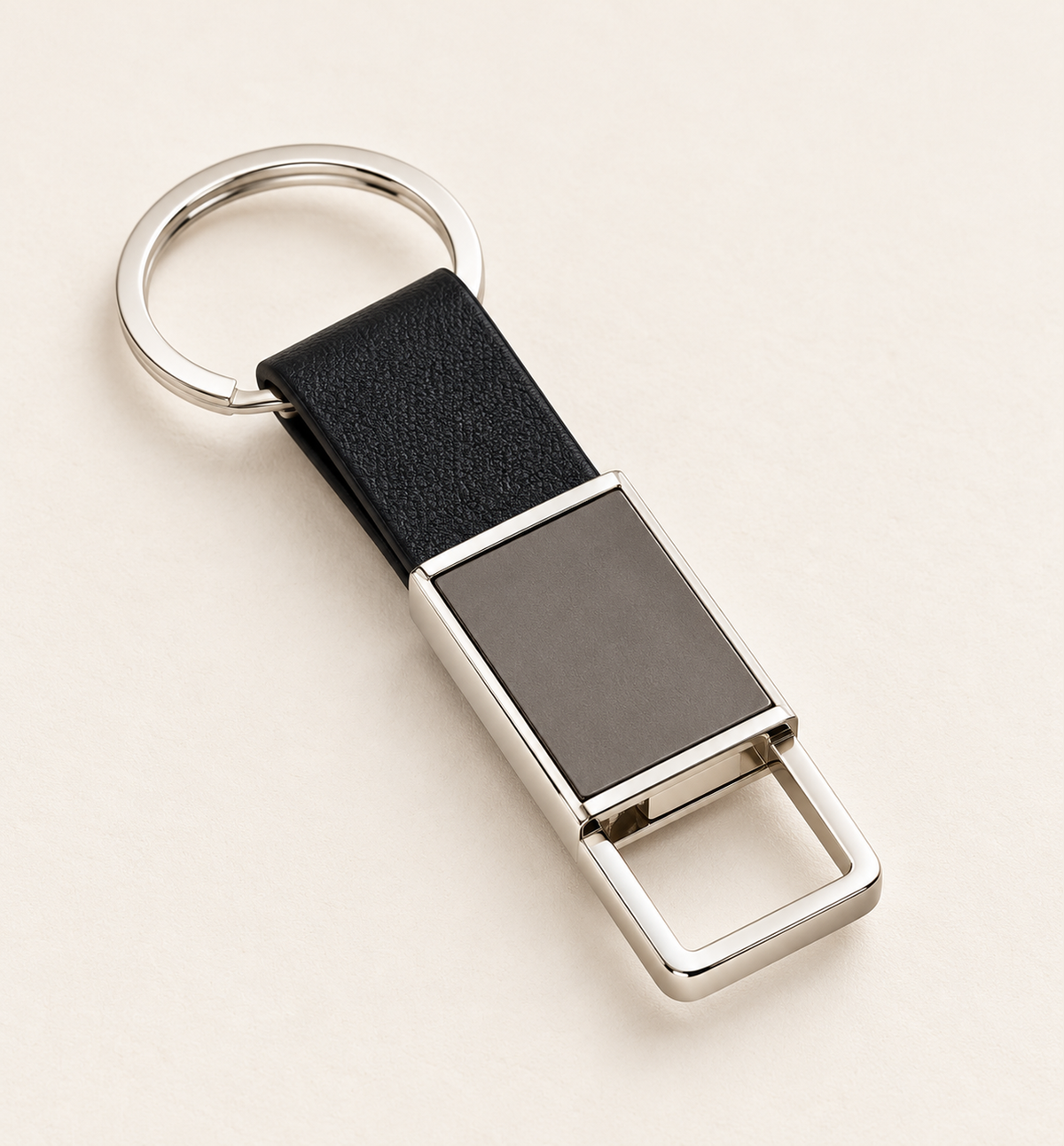 Leather-Look Keychain - Black, main view