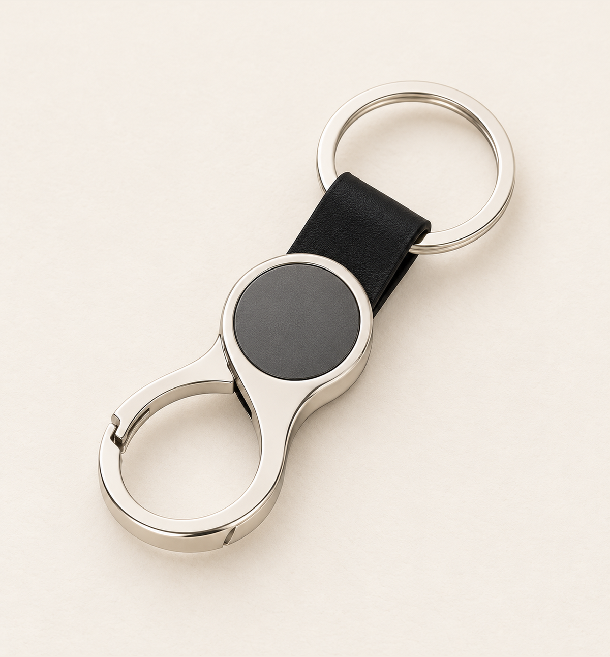 Classic Metal Keychain - Black, alternate angle
