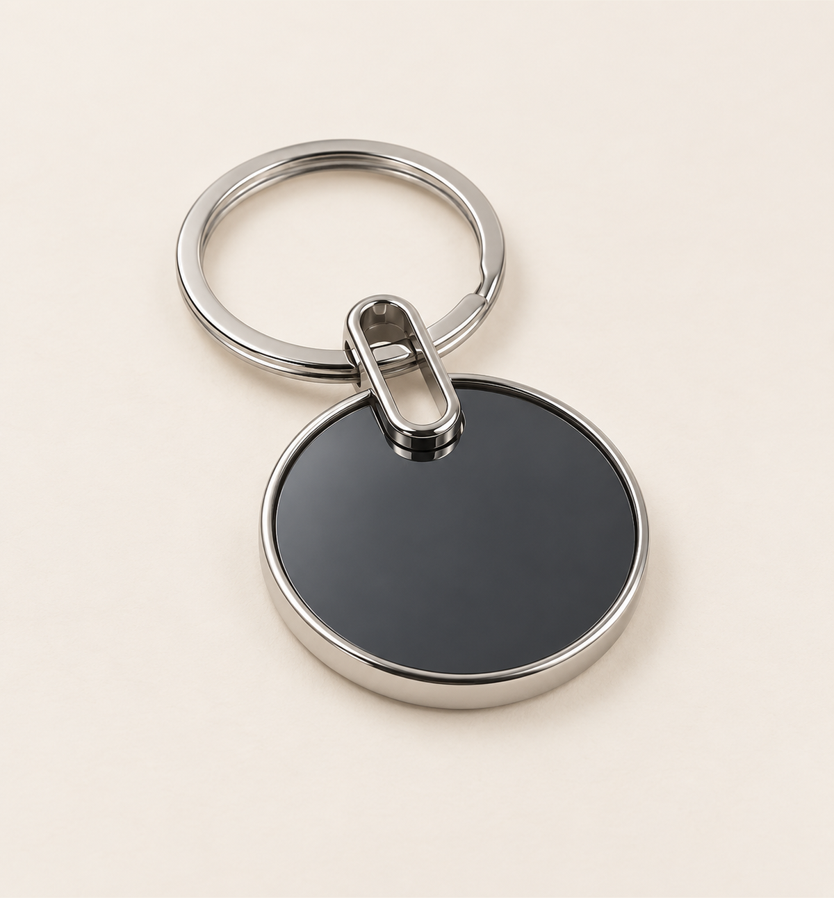 Round Double-Sided Keychain - Black, main view