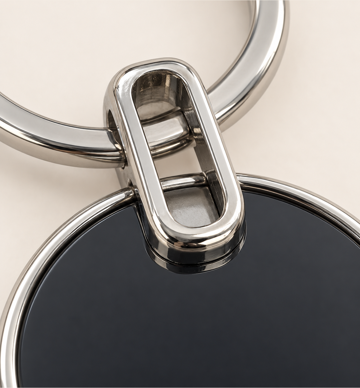 Round Double-Sided Keychain - Black, detail