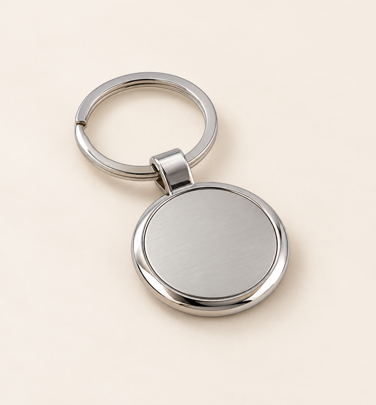 Premium Round Metal Keychain - Silver, main view