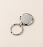 Premium Round Metal Keychain - Silver, alternate angle