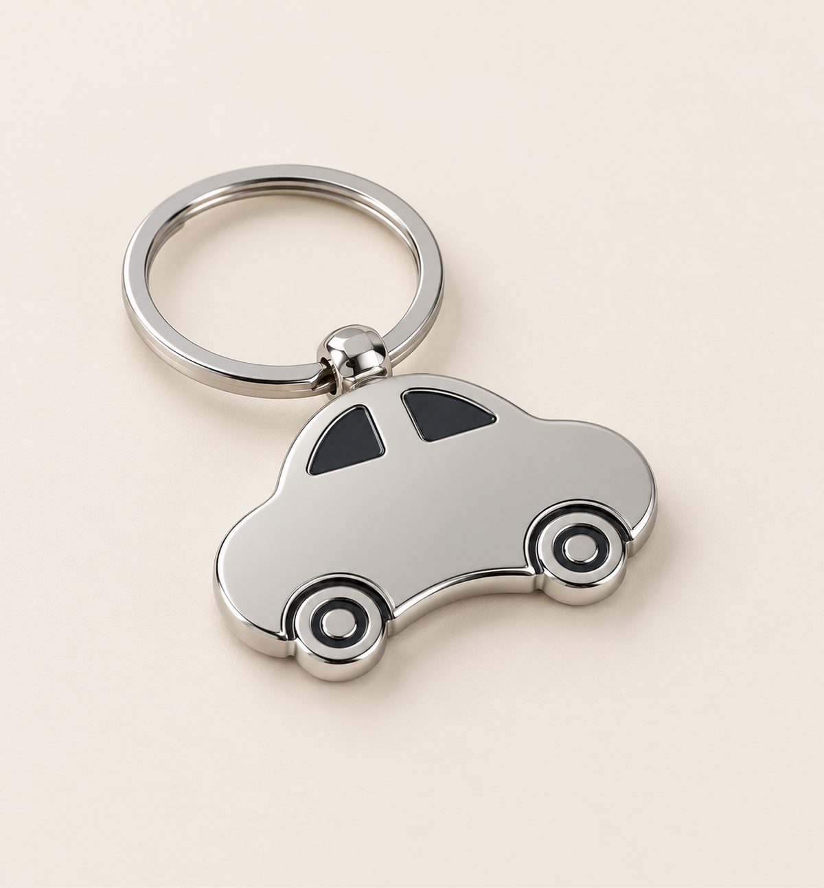 Car-Shaped Metal Keychain - Silver, main view