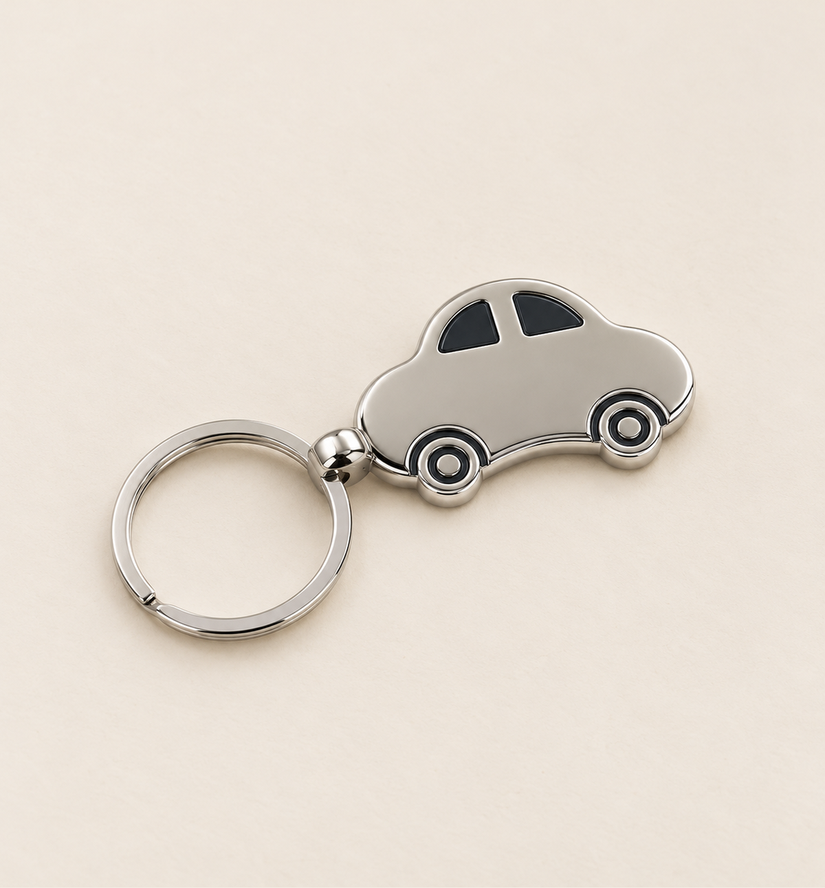 Car-Shaped Metal Keychain - Silver, alternate angle