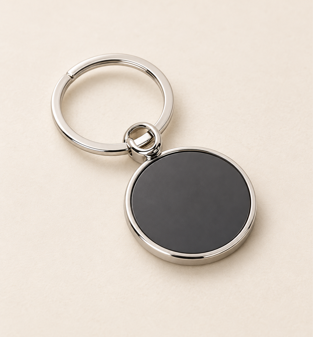 Round Metal Keychain - Black, main view