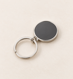 Round Metal Keychain - Black, alternate angle