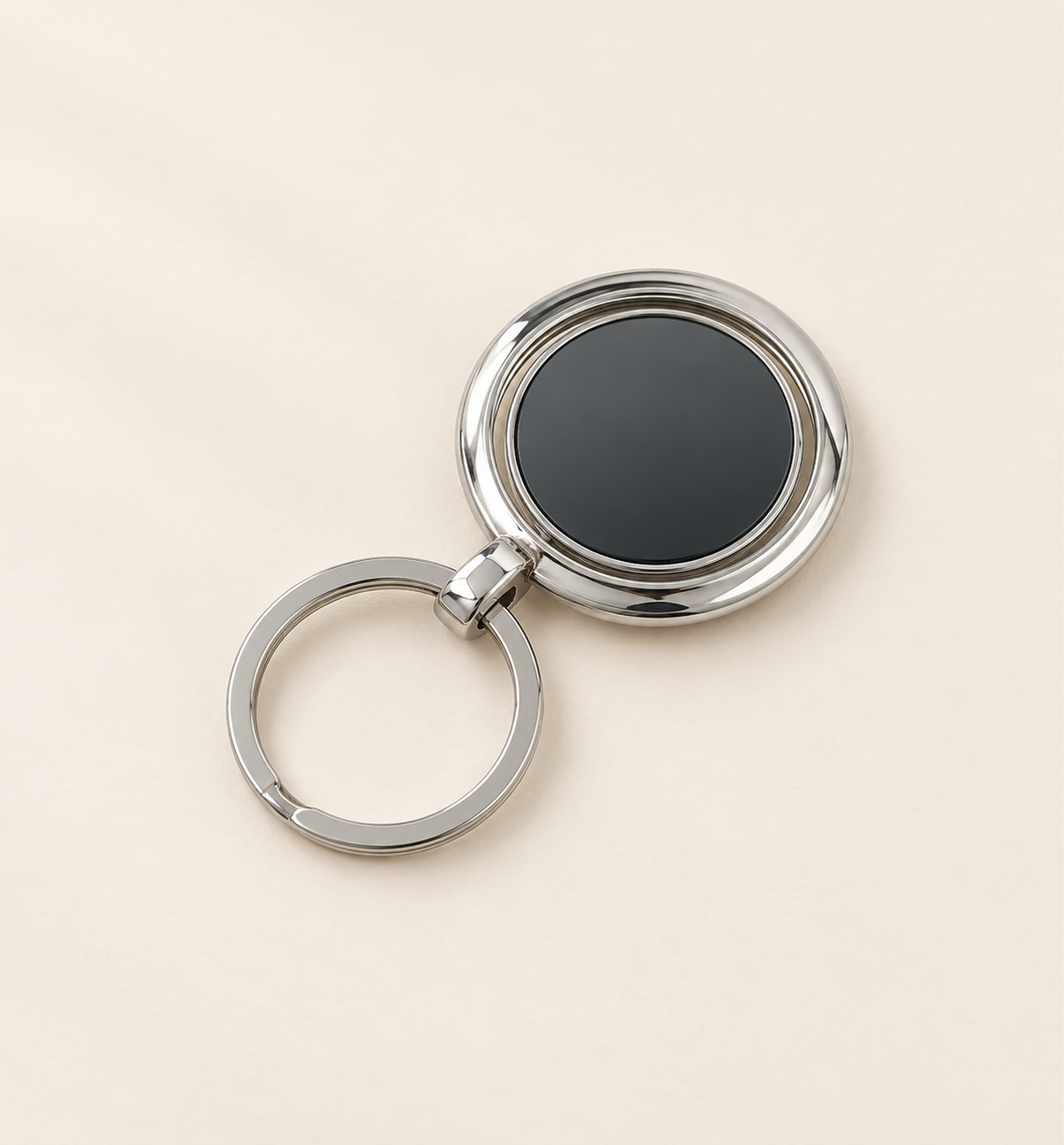 Round Spinner Keychain - Black, alternate angle