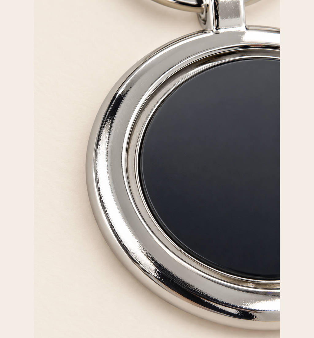 Round Spinner Keychain - Black, detail