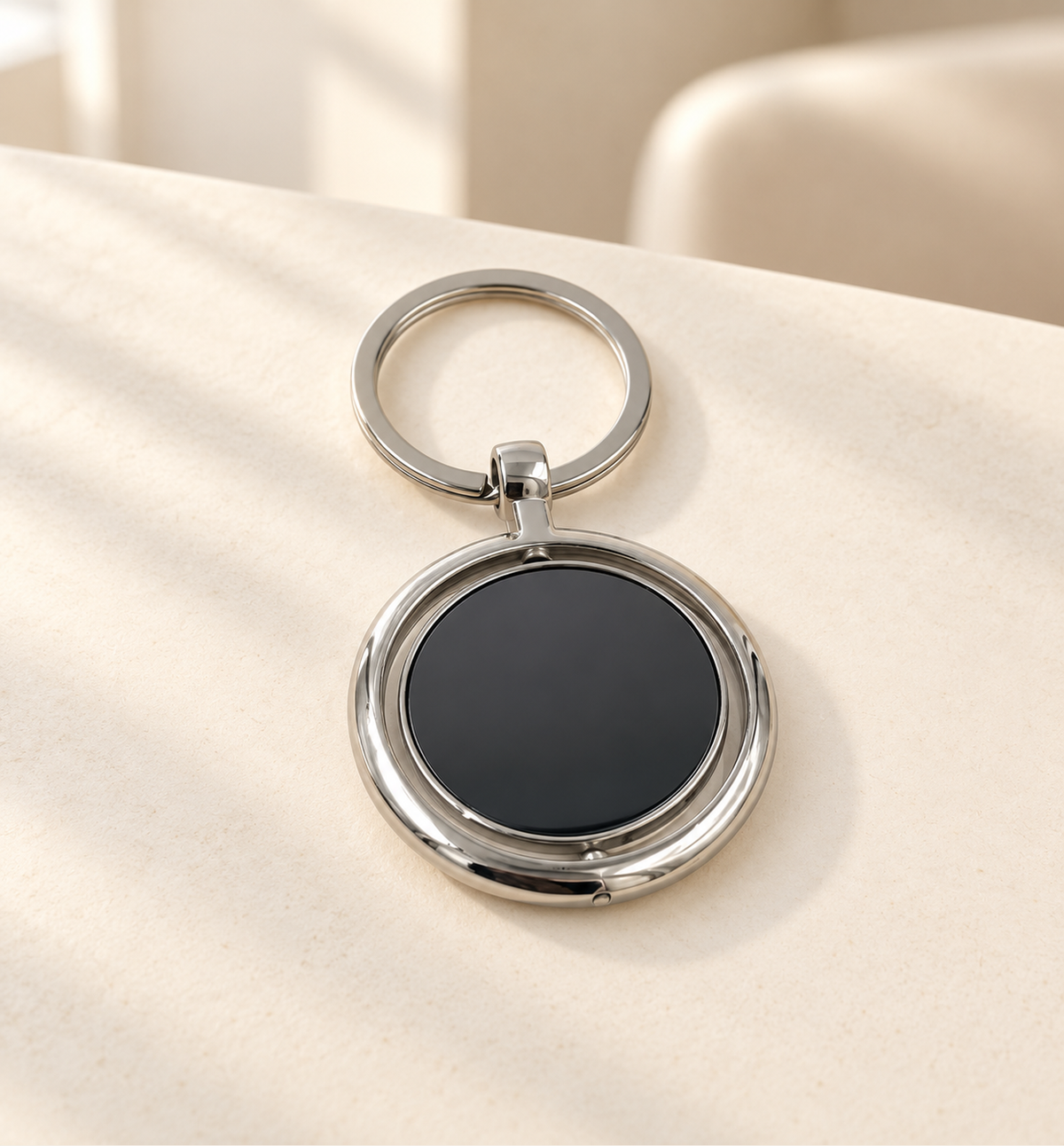 Round Spinner Keychain - Black, lifestyle