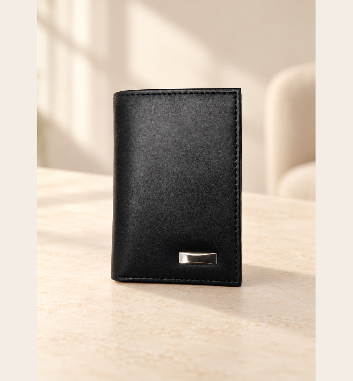 Leather Mini Wallet - Black, lifestyle