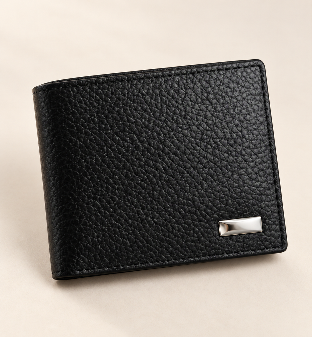 Milled Leather Wallet - Black, main view