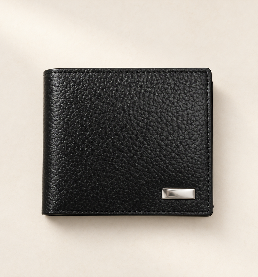 Milled Leather Wallet - Black, alternate angle