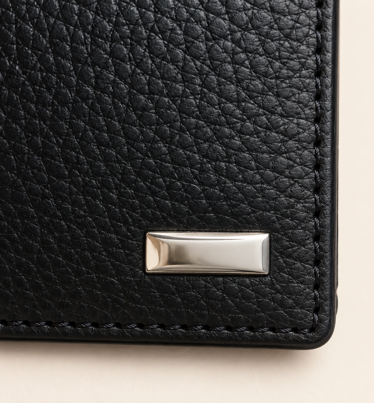 Milled Leather Wallet - Black, detail
