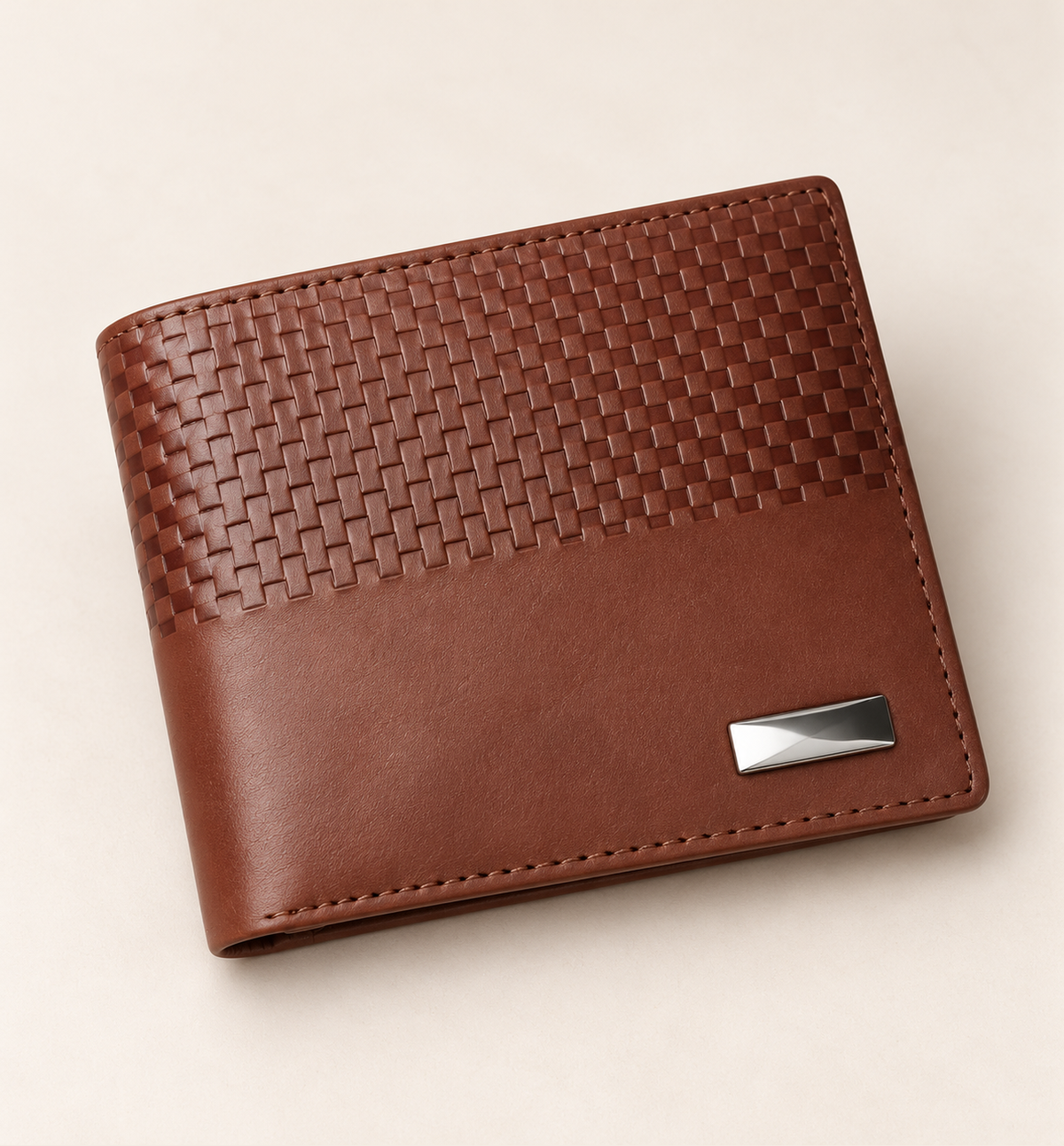 Half-Embossed Leather Wallet - Tan, main view