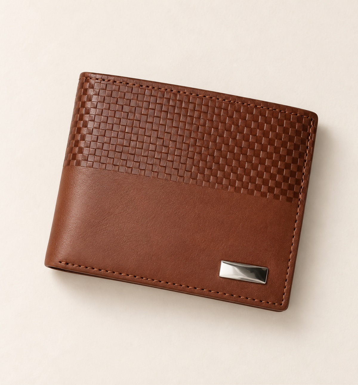 Half-Embossed Leather Wallet - Tan, alternate angle
