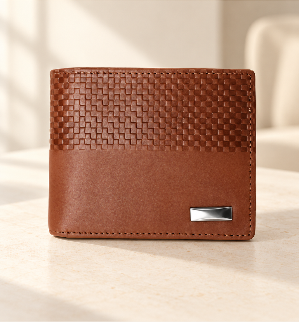 Half-Embossed Leather Wallet - Tan, lifestyle
