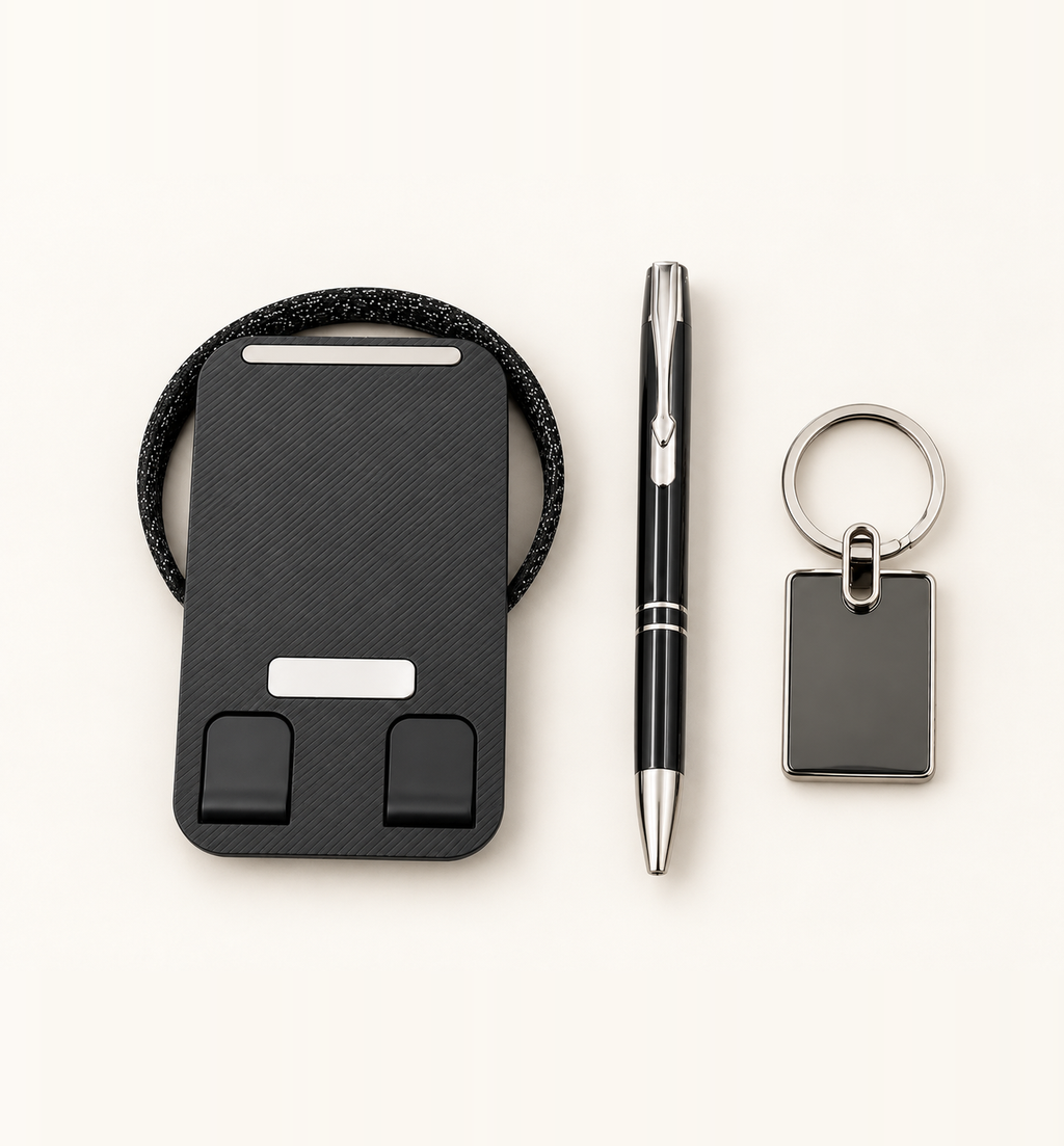 3-in-1 Desk Gift Set - Black, Flatlay