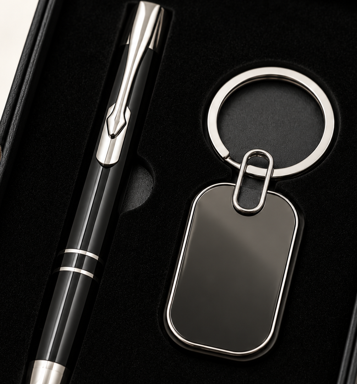 Metal Pen and Keychain Duo - Black, Detail