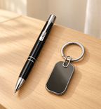Metal Pen and Keychain Duo - Black, Lifestyle