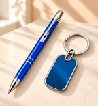 Metal Pen and Keychain Duo - Blue, Lifestyle