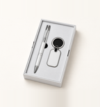 Metal Pen and Keychain Duo - White, Main