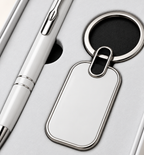 Metal Pen and Keychain Duo - White, Detail