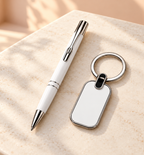 Metal Pen and Keychain Duo - White, Lifestyle