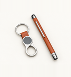 Pen and Keychain Gift Kit - Tan, Flatlay