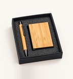 Metal Pen and Bamboo Card Holder Set - Wood, Main