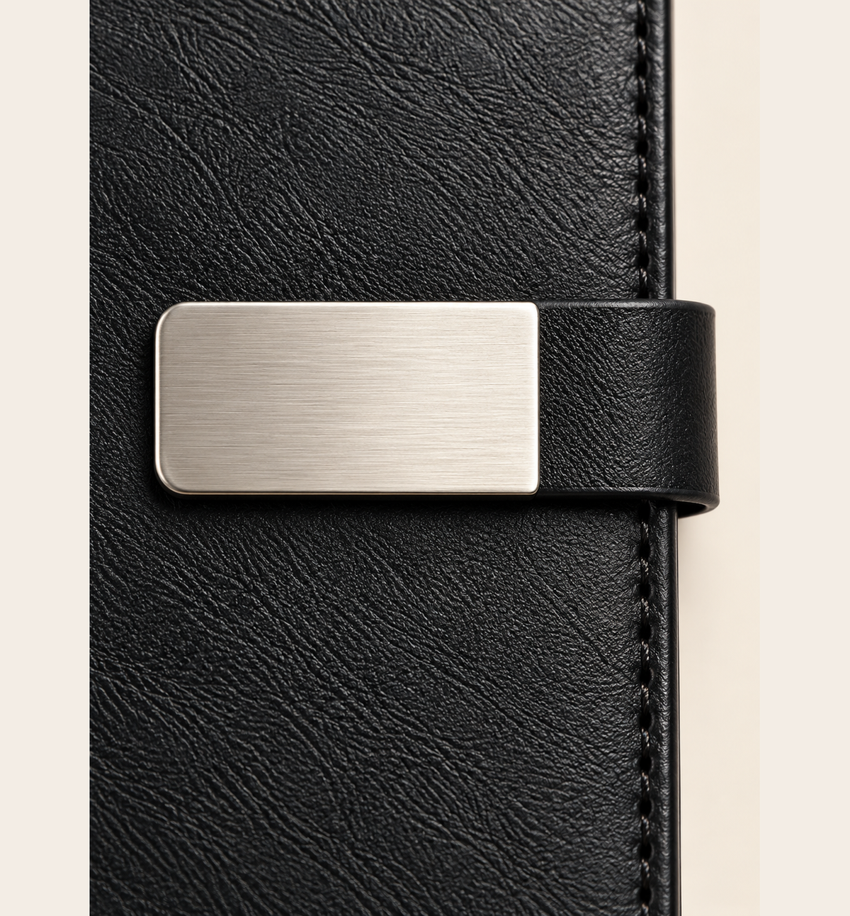 Office Diary with Metal Logo Plate - Black, Detail