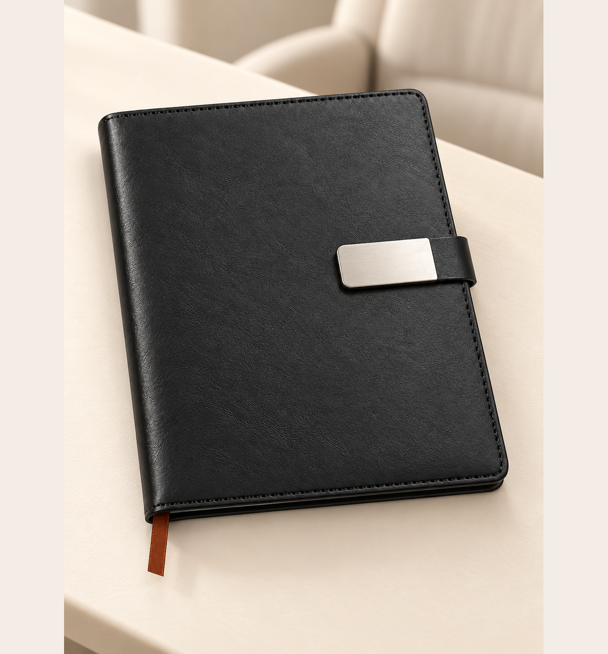 Office Diary with Metal Logo Plate - Black, Lifestyle