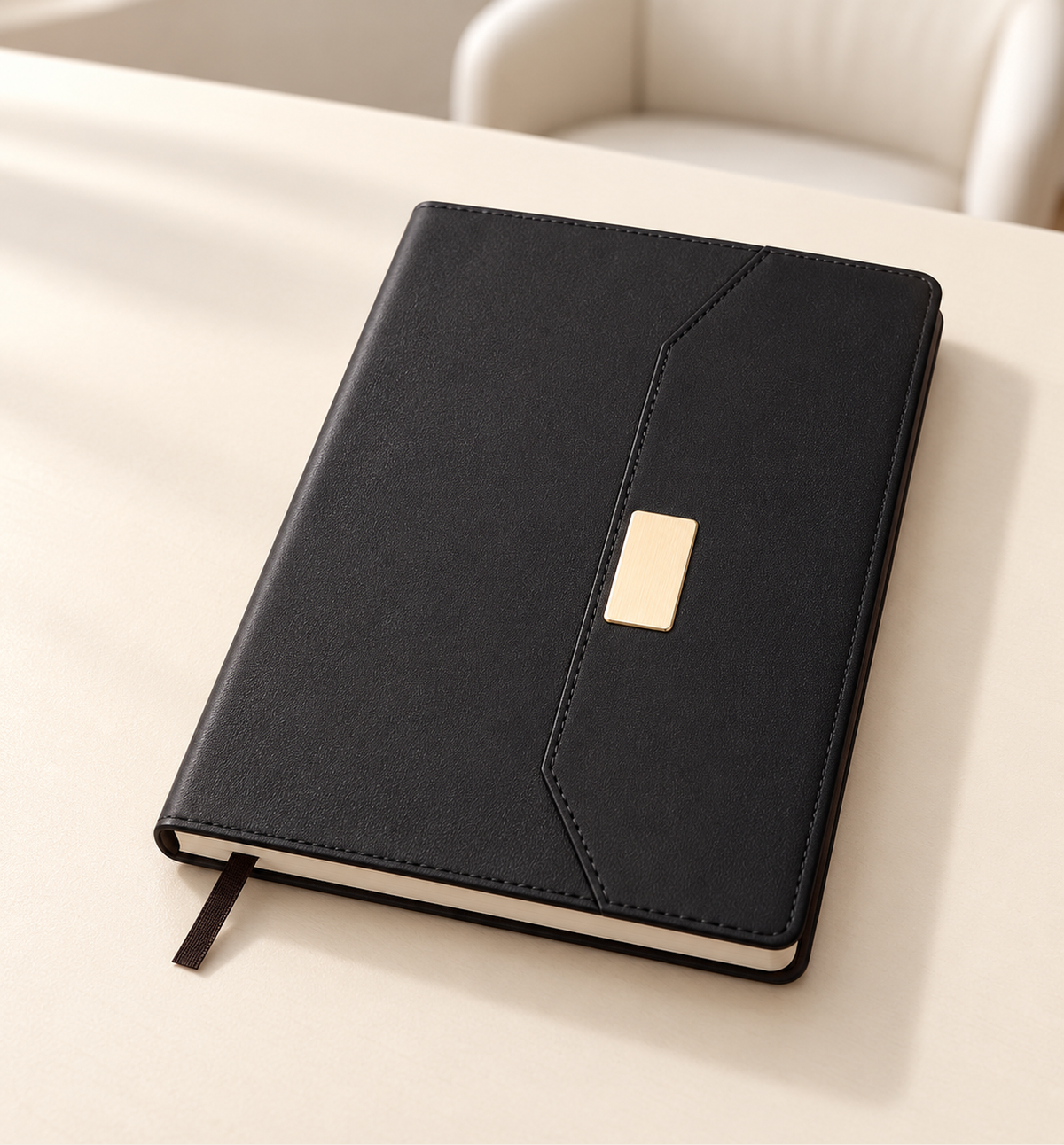 Thermal PU Notebook with Metal Plate - Black, Lifestyle