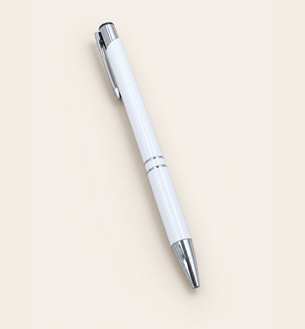 Slim Aluminium Click Pen - White, Main