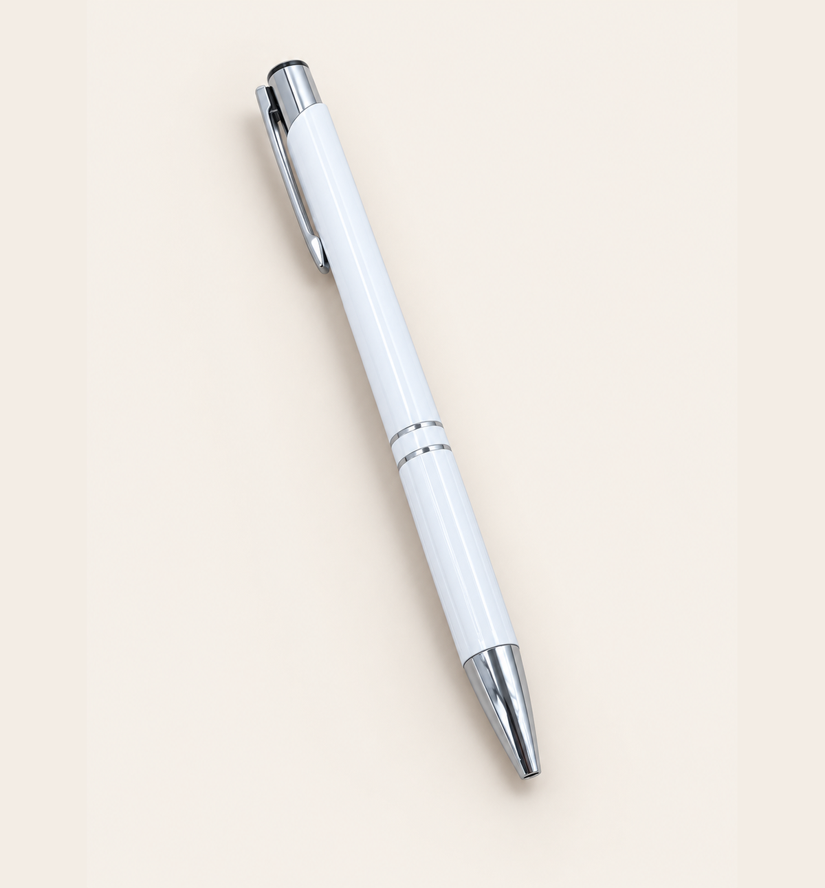 Slim Aluminium Click Pen - White, Main