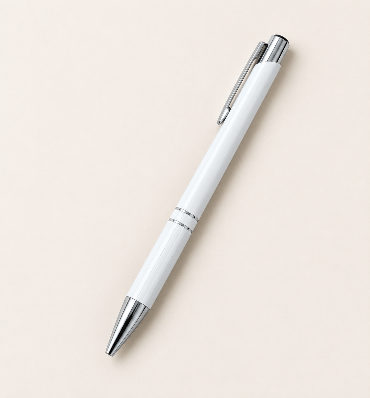 Slim Aluminium Click Pen - White, Alternate