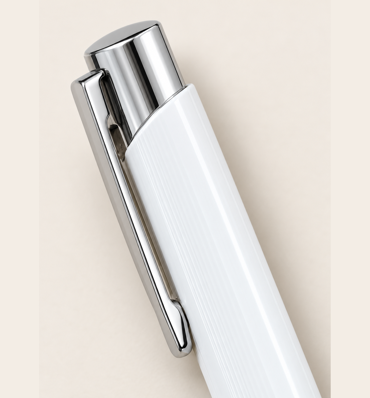 Slim Aluminium Click Pen - White, Detail