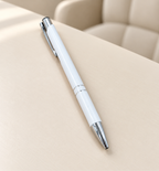 Slim Aluminium Click Pen - White, Lifestyle