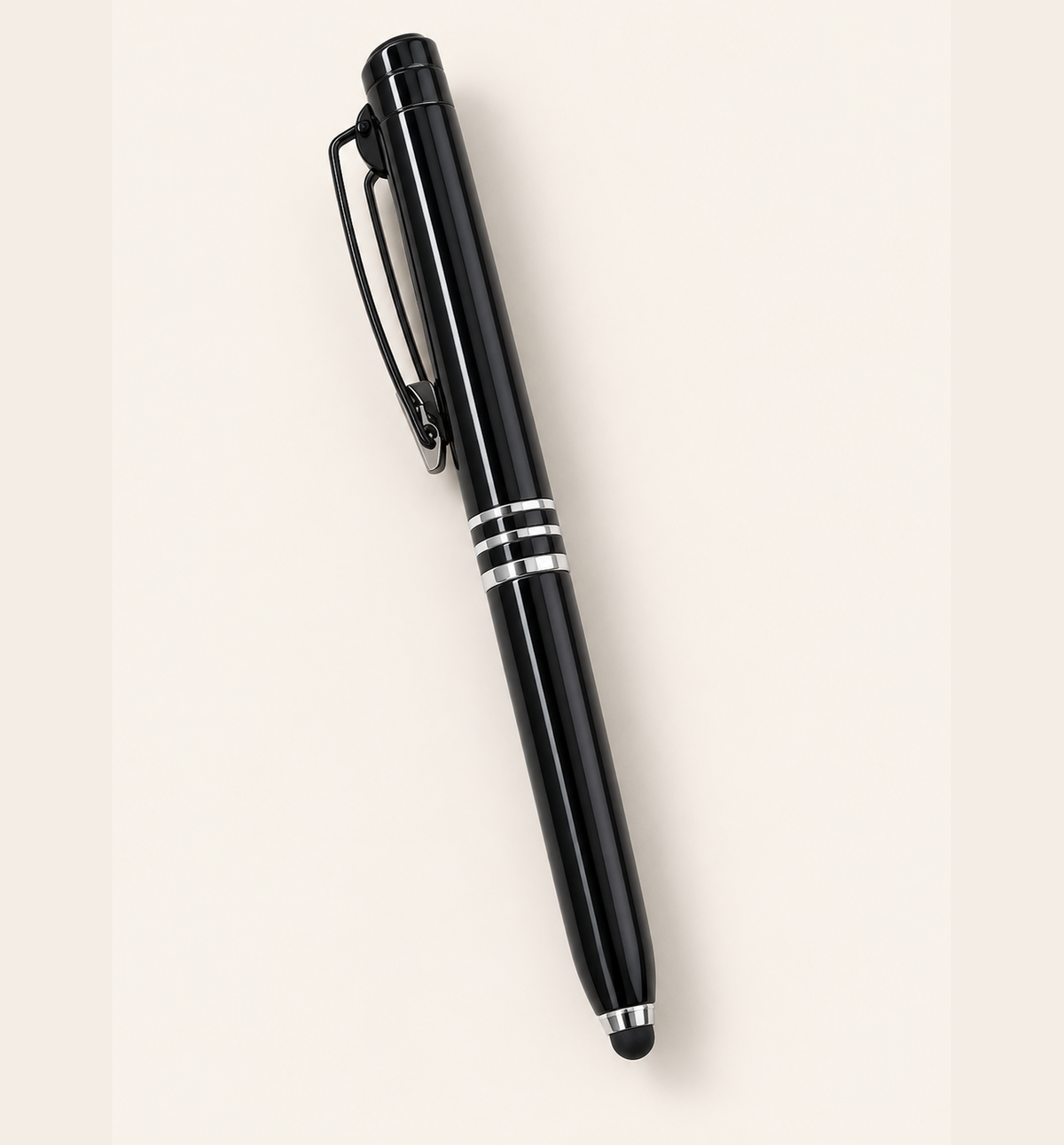 Stylus Ball Pen with Ring Trim - Black, Main