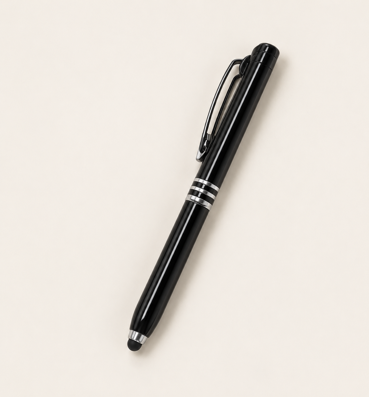 Stylus Ball Pen with Ring Trim - Black, Alternate