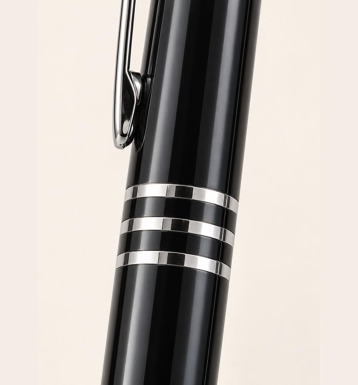 Stylus Ball Pen with Ring Trim - Black, Detail