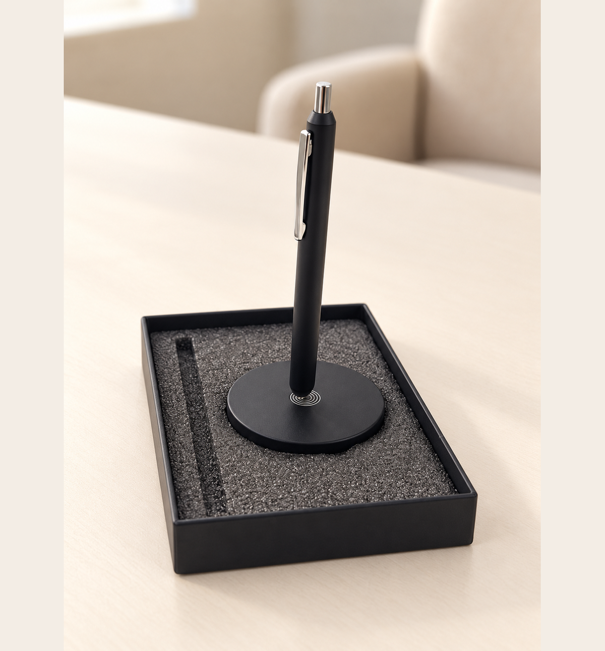 Hector Magnetic Ball Pen with Stand - Black, Lifestyle